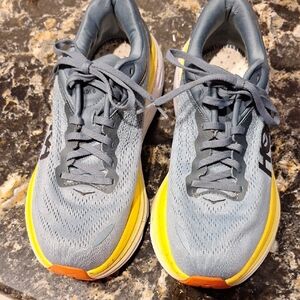 Hoka One One Men's Blue and Yellow Athletic Shoes Size 9.5D